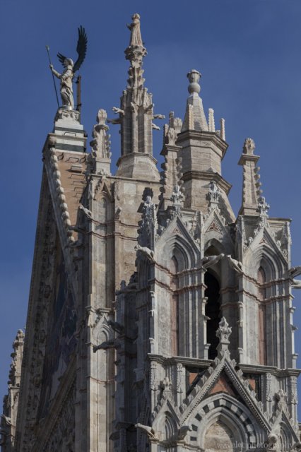 Central gable and right tower of the Duomo, Siena Central gable and right tower of the Duomo, Siena