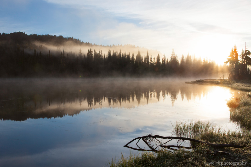 Sunrise over Reflection Lakes, Mt. Rainier