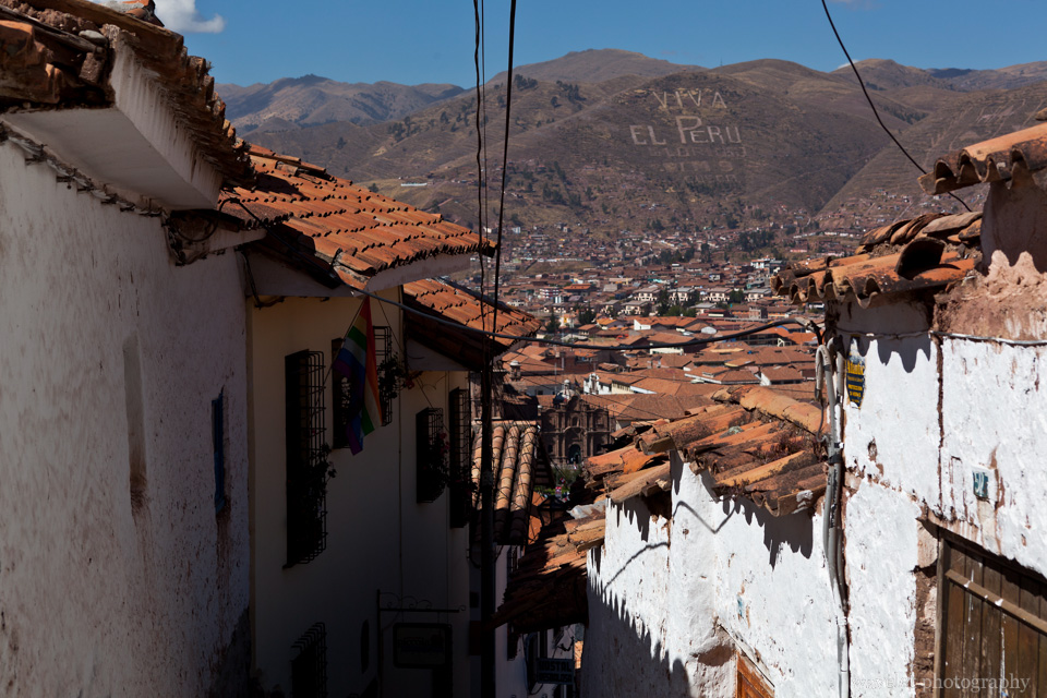 Overlook Cusco and Plaza de Armas from the street near Colcampata Hill, Cusco